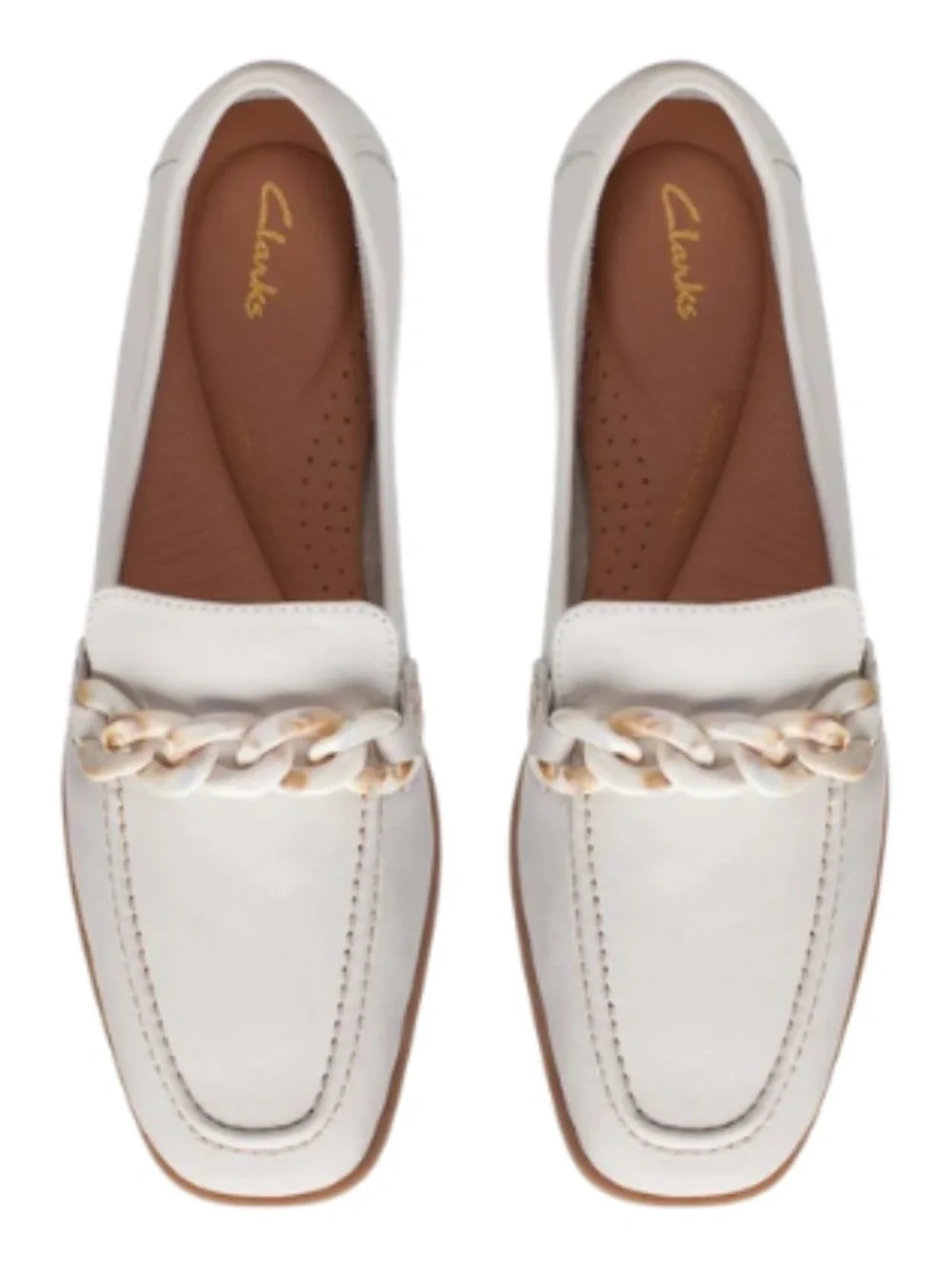 Womens Clarks Sarafyna Iris Loafer in White Leather. 26171042